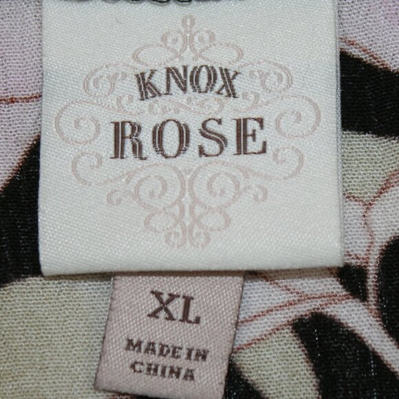 KNOX ROSE Top Jacket Open Front Tie Floral Ruffle Peplum Swimsuit Cover Black XL - Picture 6 of 13